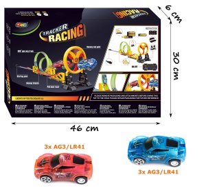 Pista de Curse cu Săritură și Spirale 360° – 140 cm, Mașini cu Lumini - Img 12