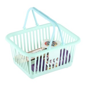 Set de Joaca Supermarket din Lemn Stand Magazin Copii cu Cos de cumparaturi, Accesorii pentru plata, Ladite legume si fructe, Produse alimentare, 97x45x27cm - Img 4