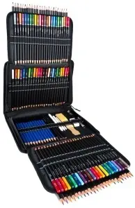 Set Desen Profesional 144 piese – creioane grafit si colorate, carbune, Accesorii, Caiet de schite 20 pagini A5 - Img 2