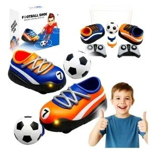 Set Joacă Fotbal 2 mașini RC în formă de pantof, telecomandate, 2 porți, minge, multicolor, 15,5x9,5x9cm - Img 6