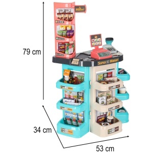Supermarket de Joaca copii cu cărucior, 47 de accesorii, casă de marcat, 79x53x34cm - Img 7
