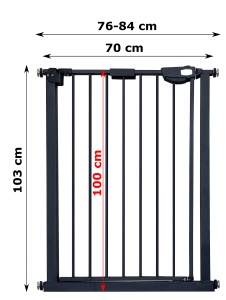 Barieră de Siguranță pentru Scări și Uși – 76–104 cm, Înălțime 100 cm, Sistem Fără Găurire, Negru - Img 3
