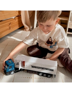 Camion de transport cu container – lumini și sunete, sistem pull-back, joc de rol - Img 2