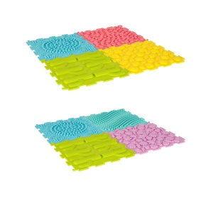 Covoras ortopedic senzorial tip puzzle, 8 elemente de 24x24cm, diferite texturi, Multicolor, Material tare/dur la atingere - Img 2