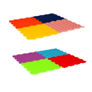Covoras ortopedic senzorial tip puzzle, 8 elemente de 24x24cm, diferite texturi, Multicolor, Material fin/moale la atingere - Img 5