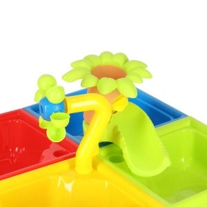 Masa de Joaca pentru Apa si Nisip – Cu Scaun, Moara de Apa, Accesorii si Pista Acvatica, 45x45x37 cm, 3+ Ani - Img 7