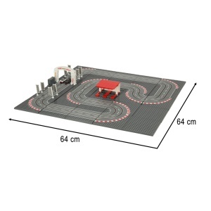 Pista Electrică de Curse 64x64 cm cu 2 Mașini și Controlere – Set Construcție Inclus - Img 9
