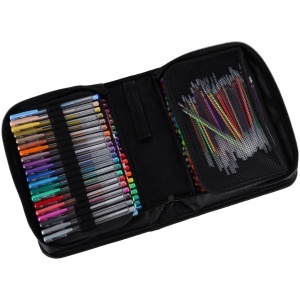 Set 100 Pixuri cu Gel Colorate + 100 Rezerve – Glitter, Metalice, Neon și Pastel, în Penar Pliabil - Img 2