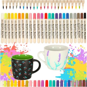 Set 24 Markere Acrilice, Uscare rapida, Permanente, Impermeabile, Durabile, Non-Toxice, Pentru toate Suprafetele, Varf 9mm, Multicolor