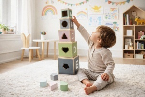 Set blocuri educaționale din lemn – forme, culori și sortator pentru dezvoltarea dexterității și gândirii logice - Img 6