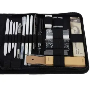 Set Desen Profesional 54 piese – creioane grafit si carbune include caiet de schite 20 pagini A5, penar si alte accesorii - Img 4