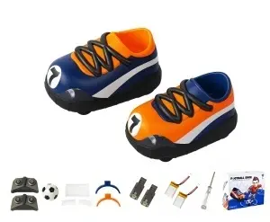 Set Joacă Fotbal 2 mașini RC în formă de pantof, telecomandate, 2 porți, minge, multicolor, 15,5x9,5x9cm - Img 3