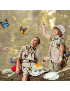 Set Micul Explorator pentru copii, 22 accesorii pentru natura si insecte, cu vesta, binoclu, rucsac, plasa insecte, busola, lanterna, 3+ ani - Img 2
