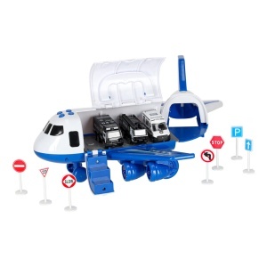 Aeronava de transport cu 3 masini de politie si semne de circulatie, Semnale sonore si Lumini Led - Img 4