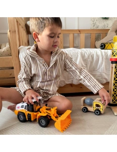 Excavator pentru copii cu braț mobil – lumini și sunete, roți din cauciuc, 3+ ani - Img 2