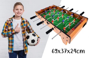 Masă de Fotbal, Set Foosball Compact cu 18 Jucatori, 2 Mingi, 6 Manere, Tabela Scor, MDF Ranforsat si Laminat, Dimensiuni 69x37x24 cm - Img 6