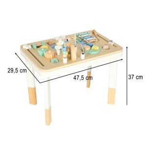 Măsuță Educațională tip Montessori din Lemn 2in1, 8 Activități, Blat Detașabil, 48x37x30cm - Img 5