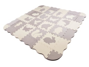 Puzzle Spumă EVA din 36 piese pentru Copii – Covoraș Interactiv 150x150 cm cu Elemente Detașabile, Gri & Bej - Img 5