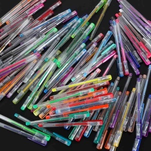 Set 100 Pixuri cu Gel Colorate + 100 Rezerve – Glitter, Metalice, Neon și Pastel, în Penar Pliabil - Img 9