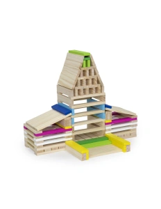 Set Cuburi de Construcție din Lemn pentru Copii, 250 Piese – Clădiri și Orașe, Jucărie Educativă, 3+ ani - Img 3