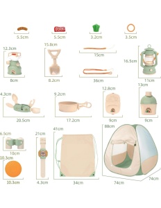 Set de camping pentru copii, Cort de Joaca cu 25 accesorii, rucsac, lanterna, aragaz, binoclu, lampa cu gaz, 3+ ani - Img 3