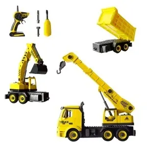Set Macara și Camion RC cu Excavator și Basculantă – Vehicul Demontabil și Telecomandă Wireless - Img 2