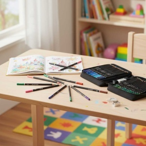 Set Profesional de Creioane Colorate 120 Culori + Etui – Paletă Bogată pentru Artiști și Pasionați de Desen - Img 10
