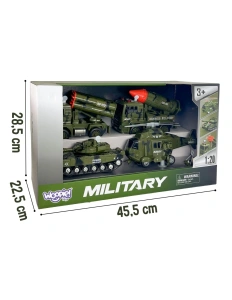 Set vehicule militare – tanc, elicopter și 2 camioane cu lansatoare, scara 1:20, 3+ ani - Img 6