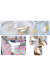 Tarc de Joaca Copii, Centru de activitati XXL 230x122x62 cm – Cos de Baschet, 2 Porti de Fotbal, Cadru Metalic, Intrare cu Fermoar,Gri - Img 2