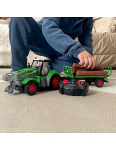 Tractor cu remorcă si telecomandă – model 1:24, lumini led și baterie inclusă, 3+ ani - Img 3
