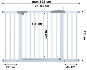 Barieră de Siguranță pentru Scări și Uși – 76–125 cm, Înălțime 78cm, Extensii Incluse, Montaj Fără Găurire - Img 11