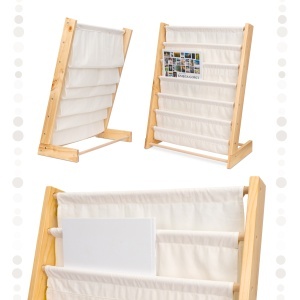 Biblioteca pentru copii – Raft carti organizare și lectură într-un singur loc pe 6 nivele, Lemn+Bumbac, 63cm x 30cm x 76,5cm - Img 7