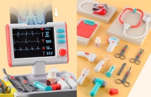 Carucior medical, set complet doctor si asistent cu echipamente interactive si lumini, Acesorii si Ustensile Medicale, 3+ Aniv - Img 9