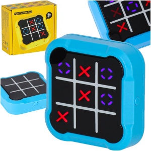 Joc Electronic Interactiv Tic-Tac-Toe – X si 0 LED, Memorie, Lovește Cârtița, Multiplayer, Educațional, Portabil, Albastru, Copii 5+