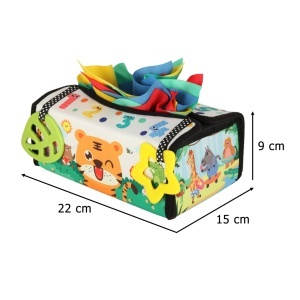 Jucarie 3 in 1 – Cutie cu servetele, Saltea senzoriala Montessori si Jucarii pentru dentitie - Img 4