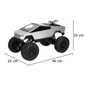 Masina RC Tesla Cybertruck 4x4, 1:8, 45 cm, 2.4 GHz, Off-Road, Negru/Argintiu, 2in1 Masina + ATV - Img 6