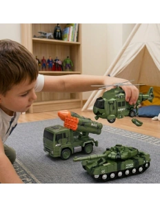 Set vehicule militare – tanc, elicopter și 2 camioane cu lansatoare, scara 1:20, 3+ ani - Img 3