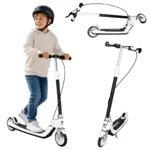 Trotinetă Pliabilă Trike Fix cu Lumini LED și Frână Dublă, Alb/Negru, Suportă până la 100 kg - Img 6