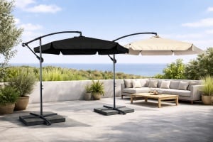 Umbrelă de Grădină și Terasă cu Braț Lateral, Reglabilă, Manivelă și Husă de Protecție – Stabilă și Rezistentă, 290cm, Culoare Negru sau Bej - Img 4
