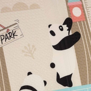 Covoras educativ de joaca din Spumă XPE- Față dublă, antiderapant, tematica Urs Panda si Parc Distractie, Pliabil, 200x180x1cm - Img 7