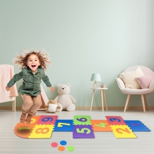 Covoras educativ Tip puzzle cu model pentru Jocul Sotron, Antiderapant, Amortizeaza caderile, 230 X 66 cm - Img 3