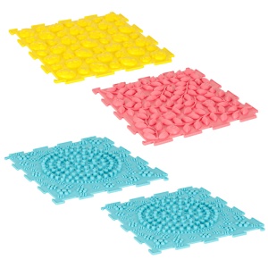 Covoras ortopedic senzorial tip puzzle, 8 elemente de 24x24cm, diferite texturi, Multicolor, Material tare/dur la atingere - Img 3