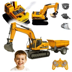 Excavator pe senile cu Basculanta, control de la distanta, efect de fum, lumini si accesorii interschimbabile, 3+ Ani - Img 2