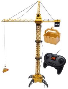 Macara de constructii gigantica 128 cm, control prin telecomanda, cu carlig functional, LED si Accesorii, Functie de rotire si ridicare, 3+