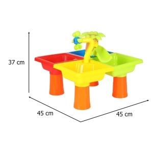 Masa de Joaca pentru Apa si Nisip – Cu Scaun, Moara de Apa, Accesorii si Pista Acvatica, 45x45x37 cm, 3+ Ani - Img 8