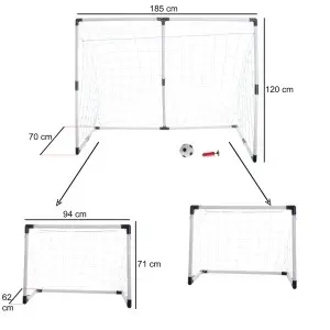 Poartă de fotbal 2in1 dimensiunea 185x120x70cm transformabilă plus minge si pompa - Img 3