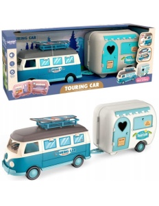 Rulota Retro, Jucarie Interactiva de Turism cu Lumini si Sunete – Usi Deschise, Remorca, Placa de Surf si Autocolante, de la 3 ani - Img 8