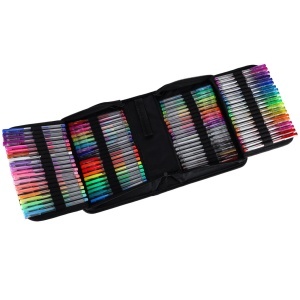 Set 100 Pixuri cu Gel Colorate + 100 Rezerve – Glitter, Metalice, Neon și Pastel, în Penar Pliabil - Img 3