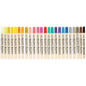 Set 24 Markere Acrilice, Uscare rapida, Permanente, Impermeabile, Durabile, Non-Toxice, Pentru toate Suprafetele, Varf 9mm, Multicolor - Img 2