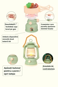 Set de camping pentru copii, Cort de Joaca cu 25 accesorii, rucsac, lanterna, aragaz, binoclu, lampa cu gaz, 3+ ani - Img 6